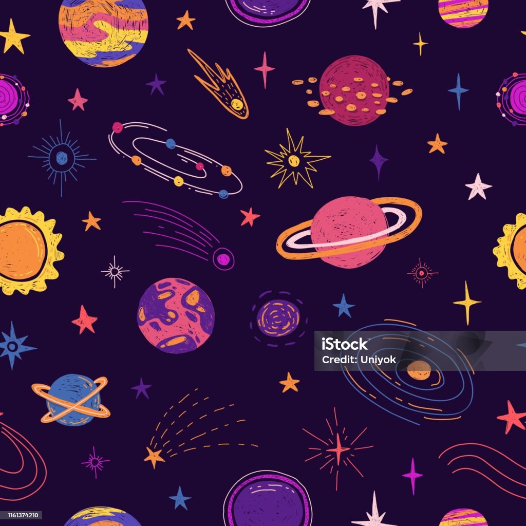 Ilustración de Patrón Sin Costuras Con Elementos De Espacio Fondo De Pantalla Estilo Dibujos Animados Con Planetas Universo Y Estrella Cósmica Fondo Infantil Con Estilo De Garabato Galaxia Dibujado A Mano Vector Ilustración de Patrón Sin Costuras Con Elementos De Espacio Fondo De Pantalla Estilo Dibujos Animados Con Planetas Universo Y Estrella Cósmica Fondo Infantil Con Estilo De Garabato Galaxia Dibujado A Mano Vector