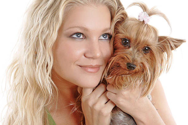 istock Pretty Blond Woman with her dog 116137456