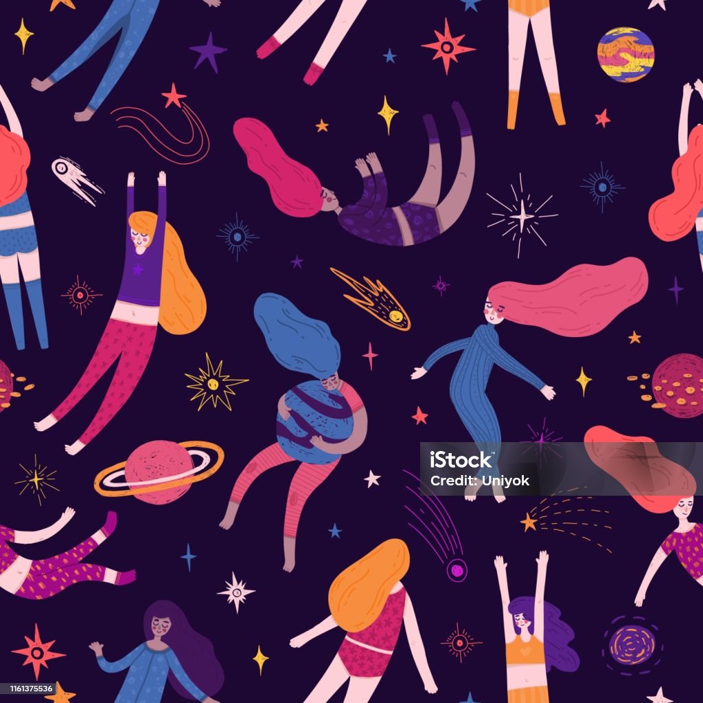 Ilustración de Lindo Patrón Sin Costuras Con Elementos Espaciales Y Mujeres Bonitas Fondo De Pantalla Estilo Dibujos Animados Con Chica Mosca Durmiente Cometas Planetas Y Estrellas Cósmicas Fondo Infantil Con Galaxia Dibujada Ilustración de Lindo Patrón Sin Costuras Con Elementos Espaciales Y Mujeres Bonitas Fondo De Pantalla Estilo Dibujos Animados Con Chica Mosca Durmiente Cometas Planetas Y Estrellas Cósmicas Fondo Infantil Con Galaxia Dibujada