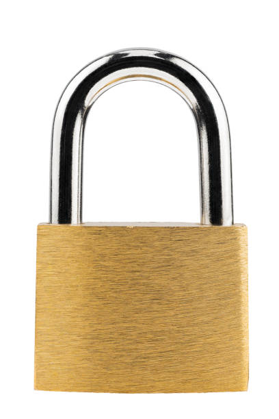 istock Metallic lock golden color. Isolated on white background. Shot on the stack 1161379765