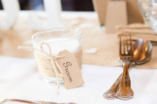 istock White candle with groom label 1161381236