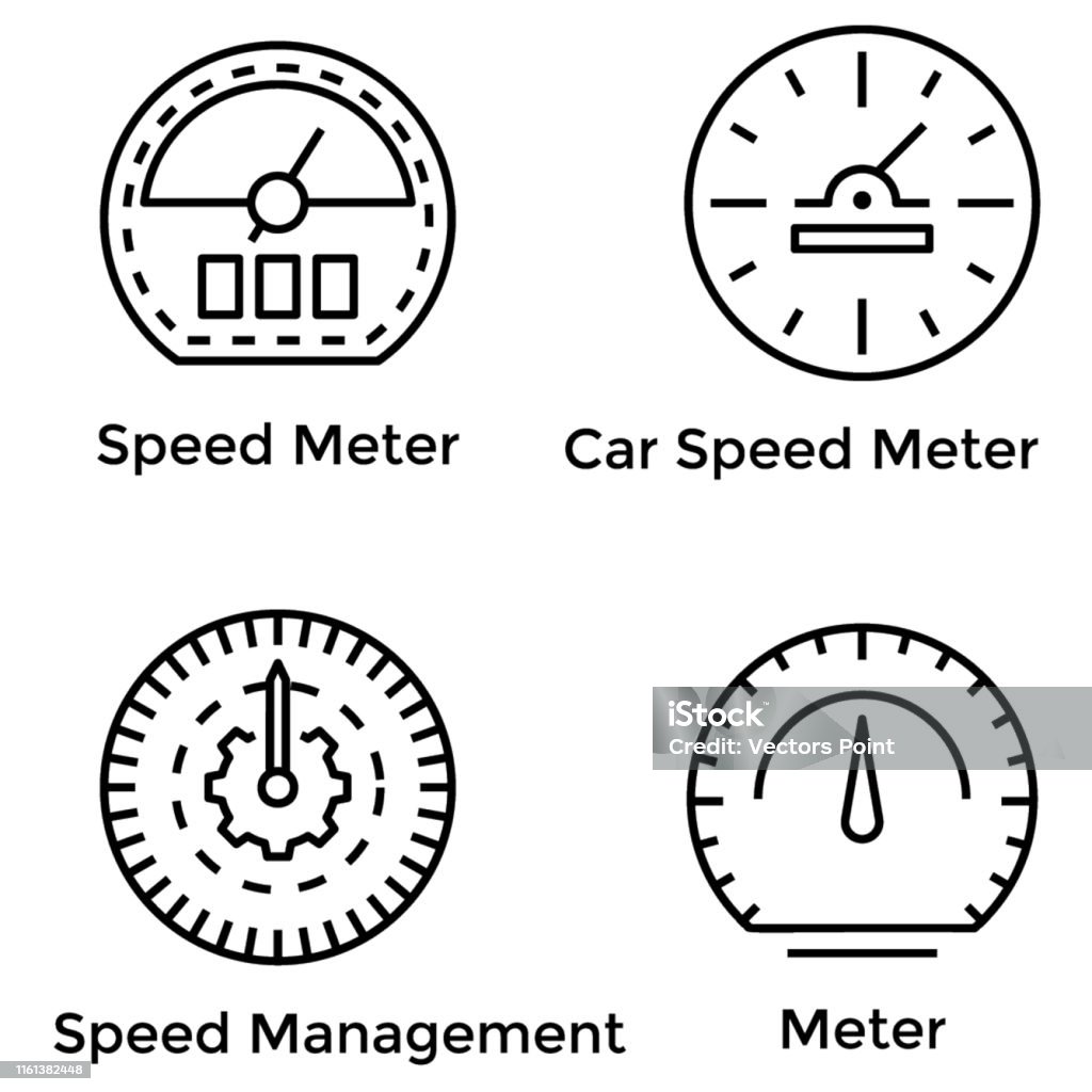 Speedometer Line Work Speedometer Line Vectors Pack Stock Illustration - Download Image Now ...