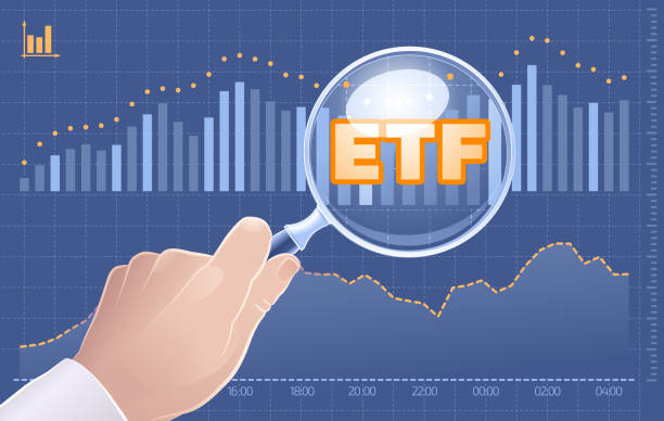 Search ETF Investments Graphic illustration on the subject of 'Investments / Exchange Traded Funds'. exchange traded fund stock illustrations