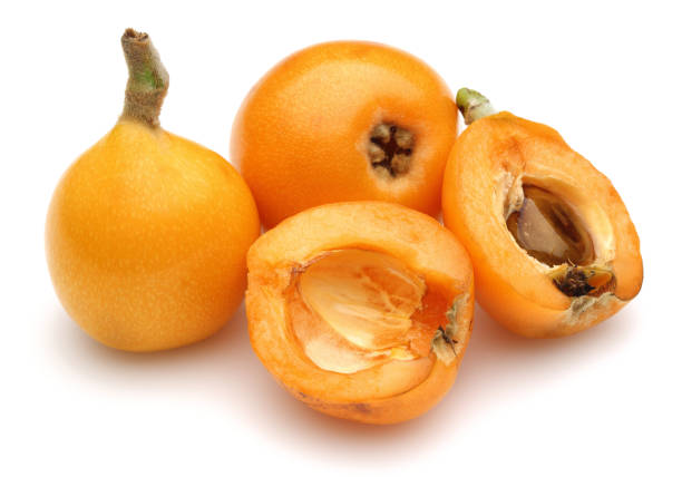 istock Ripe loquat fruits isolated on white 1161386832