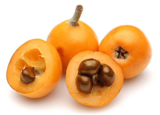 istock Ripe loquat fruits isolated on white 1161387406