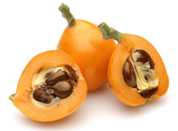 istock Ripe loquat fruits isolated on white 1161387480