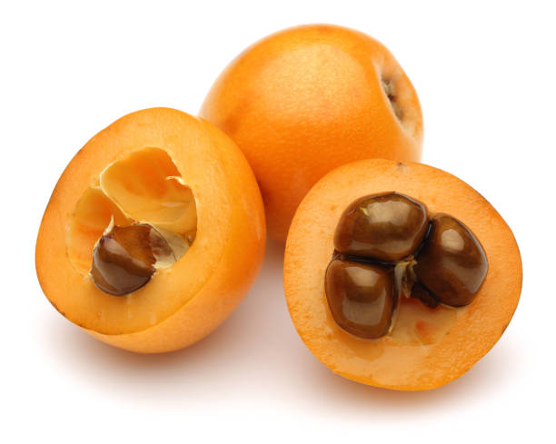 istock Ripe loquat fruits isolated on white 1161387559