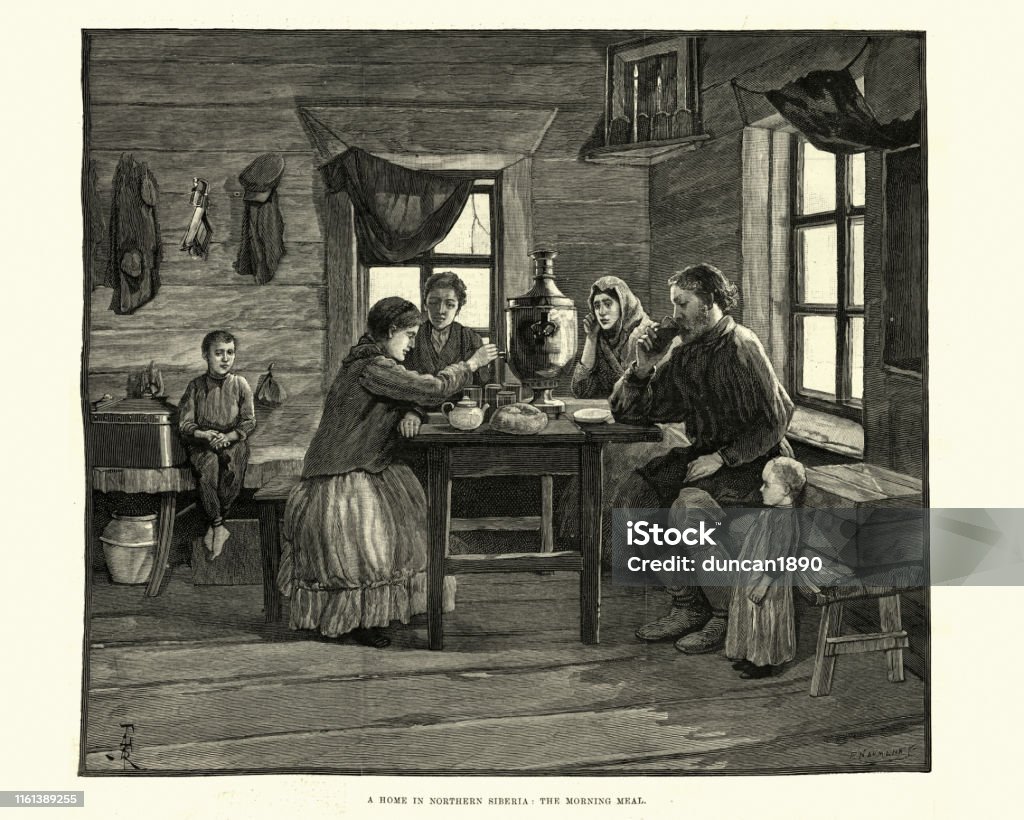 Russian Family At Breakfast Northern Siberia Victorian 19th Century ...