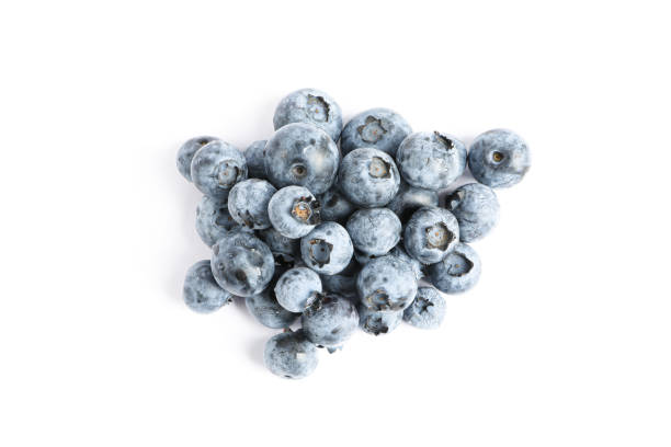 istock Group of blueberries isolated on white background, top view 1161389465
