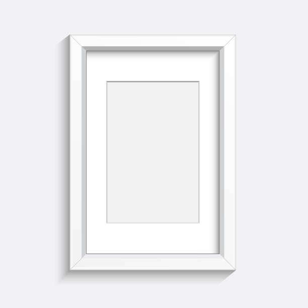 Realistic photo frame vector design illustration isolated on grey background Beautiful vector design illustration of realistic photo frame mockup isolated on grey background mat photos stock illustrations