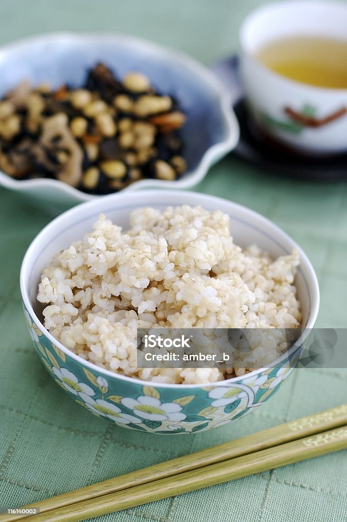 Dampfbad zubereitete brown rice - Lizenzfrei Alternative Medizin Stock-Foto