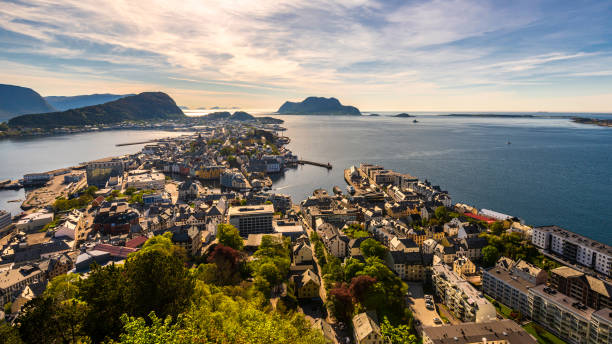 istock aerial view over Alesund 1161400119