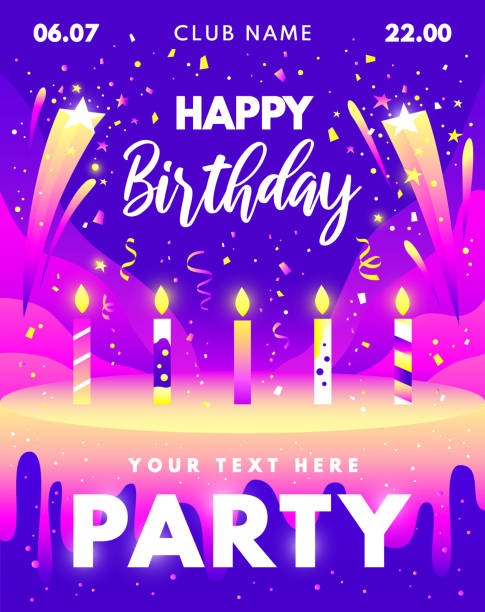 Happy Birthday party wektor gradienty projektu – artystyczna grafika wektorowa
