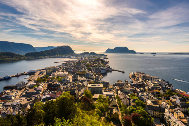 istock aerial view over Alesund 1161400383