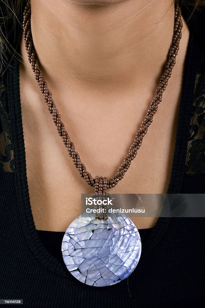 neckless leather - wooden neckless Adult Stock Photo