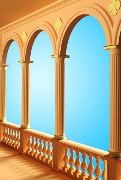 istock View of the balcony with columns and arches 1161404874