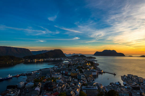istock sunset aerial view over Alesund 1161405159