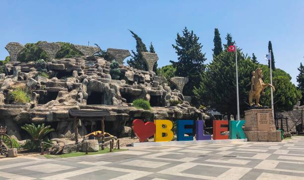 Belek sign in the city center Colorful sign in Belek, Antalya, Turkey. belek town stock pictures, royalty-free photos & images