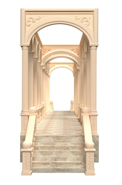 istock Stairway to the balustrade on a white background 1161406759
