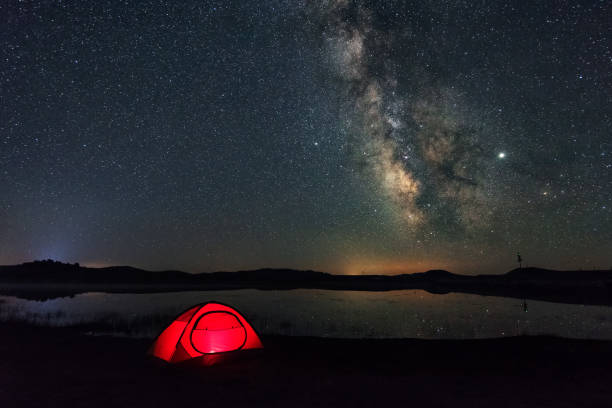 istock Wild Duck Lake under the Milky Way, in Inner Mongolia, China 1161408463