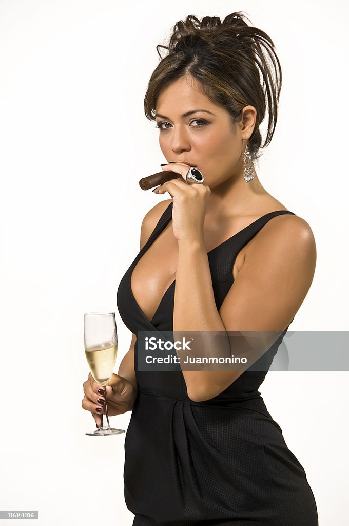 Cigar a la medianoche. - Foto de stock de Copa de champán libre de derechos