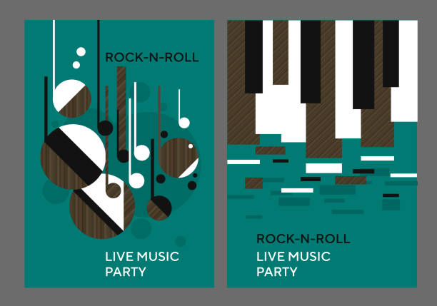 장식 기하학적 모양 음악 포스터 - cool jazz stock illustrations