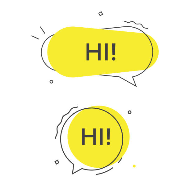 illustrazioni stock, clip art, cartoni animati e icone di tendenza di icona hi speech bubble vector. - text balloons
