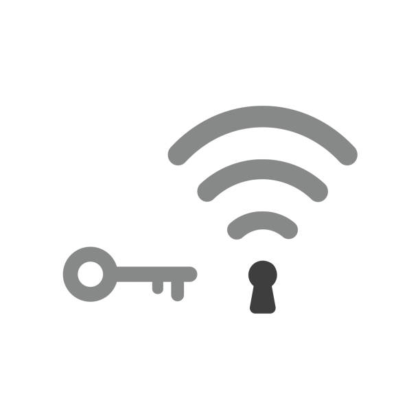 istock Vector icon concept of wireless wifi symbol with keyhole and key 1161415221