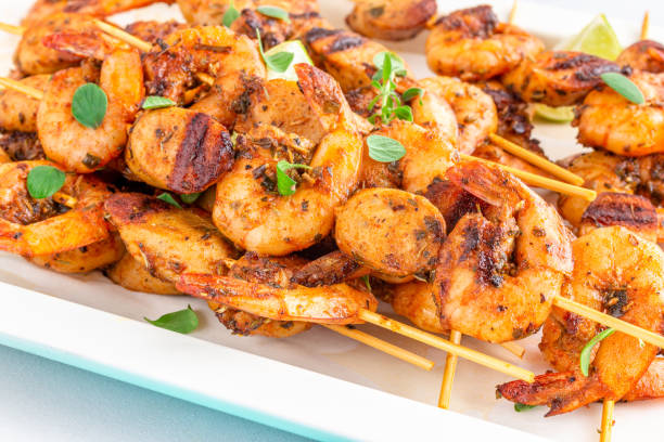 istock Close-Up Grilled Shrimp/Prawn Kebab 1161416833