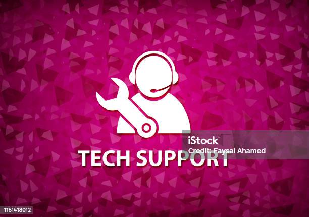 Tech Support Color Tech Support Pink Background Stock Illustration - Download Image Now ...