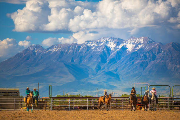 istock Cowgirs in rodeo arena 1161418569