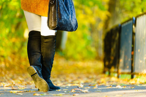istock Woman presenting high knee black boots 1161421299