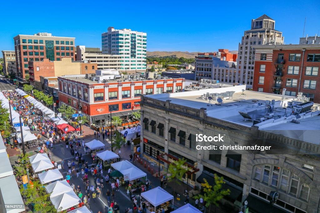 Downtown Boise, Idaho farmer’s market Summer in Idaho’s capital city Boise Stock Photo