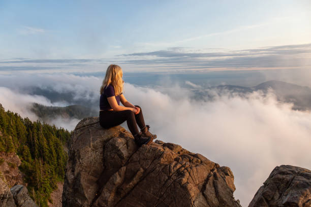 istock Adventurous Hiker on top of a Mountain during Sunset 1161425813