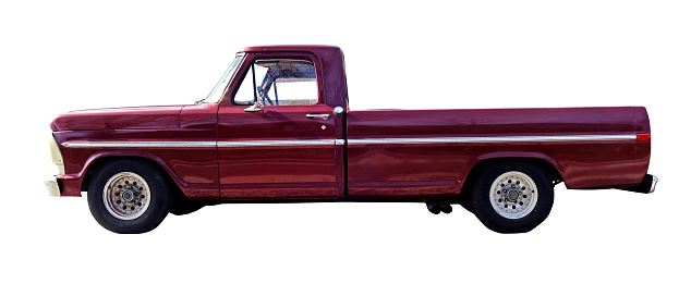 Classic 1970s sport truck isolated on white.