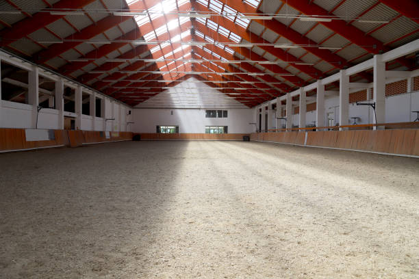 istock Horizontal view in an indoor riding arena 1161435355