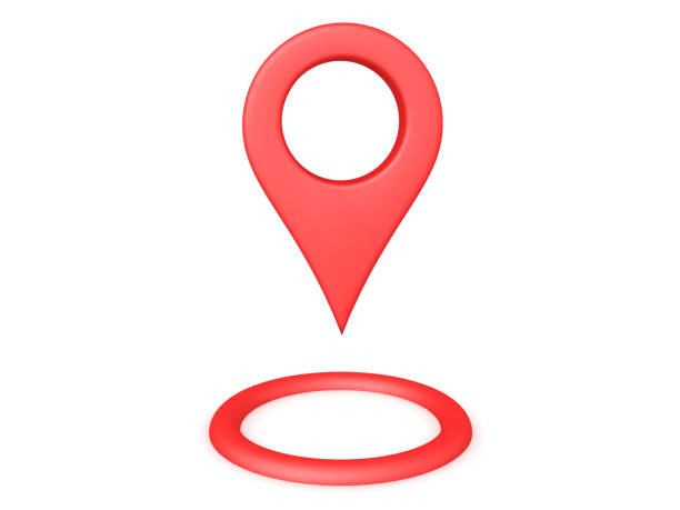istock 3D Rendering of red location pin with circle below it 1161435997