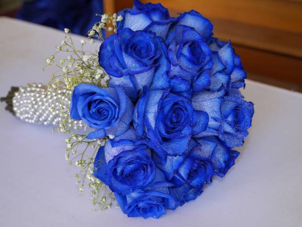 istock Wedding bouquet of blue roses 1161436491
