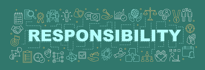 Responsibility word concepts banner. Goal achieving. Business development. Strategy building. Purposes