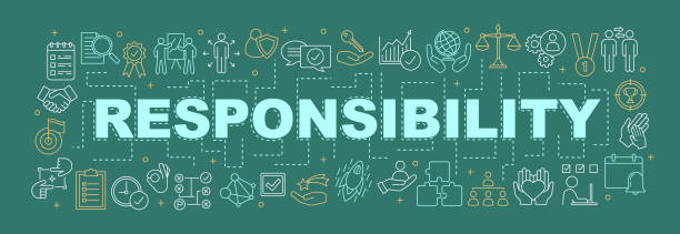 Responsibility banner Responsibility word concepts banner. Goal achieving. Business development. Strategy building. Purposes responsibility stock illustrations
