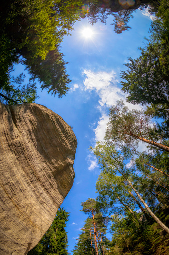 beautiful sandstone formations in the Czech Republic popular for rock climbers