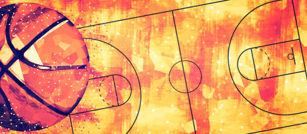 basketball banner background - bola de basquetebol ilustrações imagens e fotografias de stock