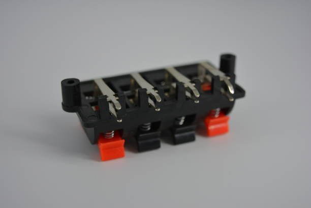 istock The black box for electricity distribution is red - plus, black - minus. 1161446103