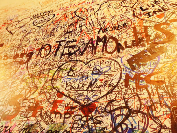 House of Juliet, Verona, Italy - April 7, 2018: Love messages written on the House of Juliet wall in Verona