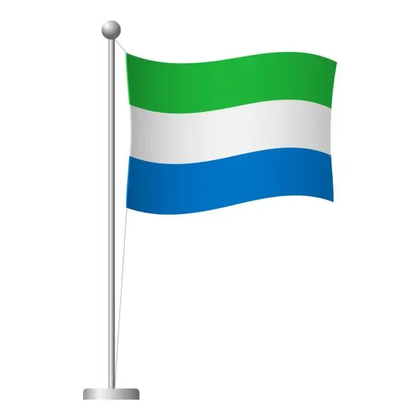 Vector illustration of sierra leone flag on pole icon