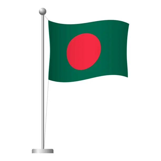 Vector illustration of Bangladesh flag on pole icon