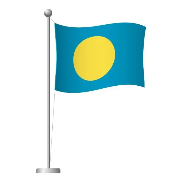 Vector illustration of Palau flag on pole icon