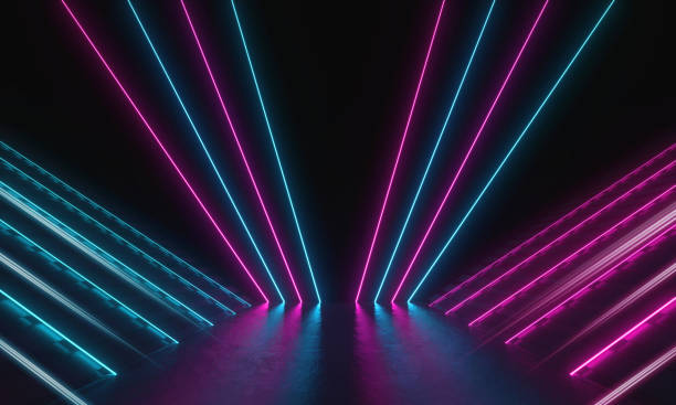 istock Sci Fi Futuristic Neon Led Laser Glowing Modern Empty Room. 3D Rendering Illustration 1161453820