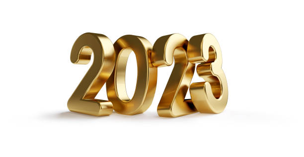 istock 2023 golden bold letters 3d-illustration isolated 1161460612