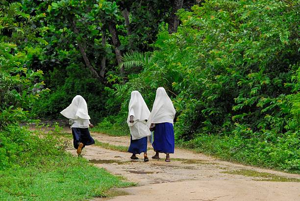 Schoolgirls on their way home,Zanzibar.